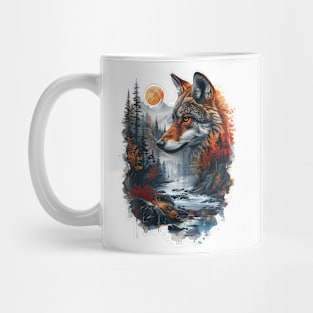 the majestic wolf in an autumn forest scene Mug